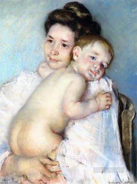  Berthe Lienzo - Madre Berthe sosteniendo a su bebé madres hijos Mary Cassatt